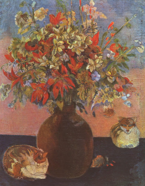1899 Paul Gauguin Still LIfe with Flowers and Cats oil on canvas