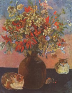 1899 Paul Gauguin Still LIfe with Flowers and Cats oil on canvas
