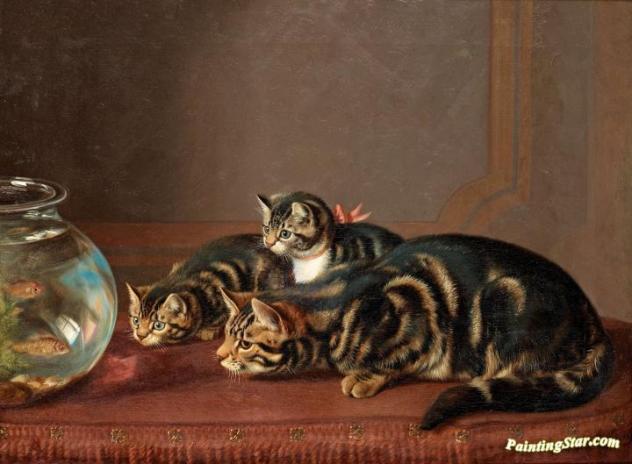 Cats by a fishbowl, Horatio Henry Couldery