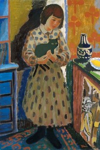 Girl with Cat - Johs Rian 1932, Norwegian