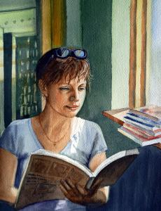 In The Book Store Painting Irina Sztukowski