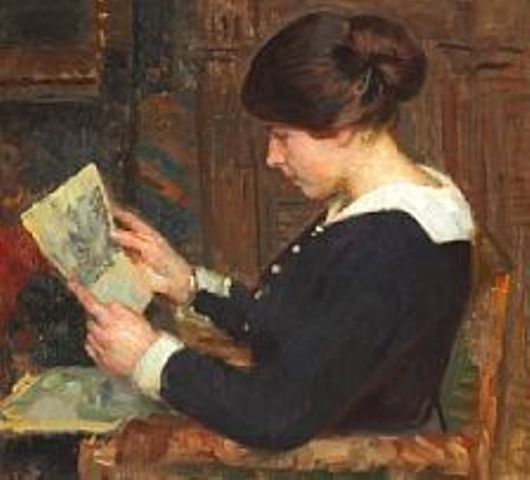 Laurits Tuxon, Portrait of his daughter looking at some drawings