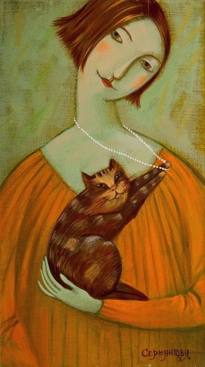 Girl with Kitten - Olesya Serzhantova Russian painter