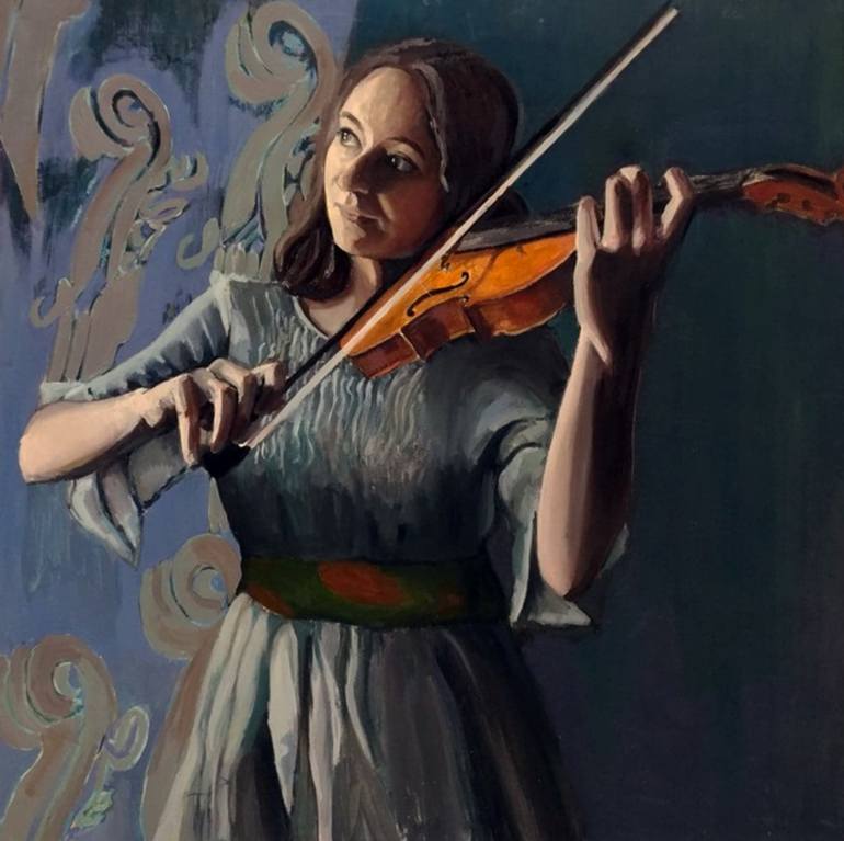 Woman with violin, by Aneta Zembura, Polish