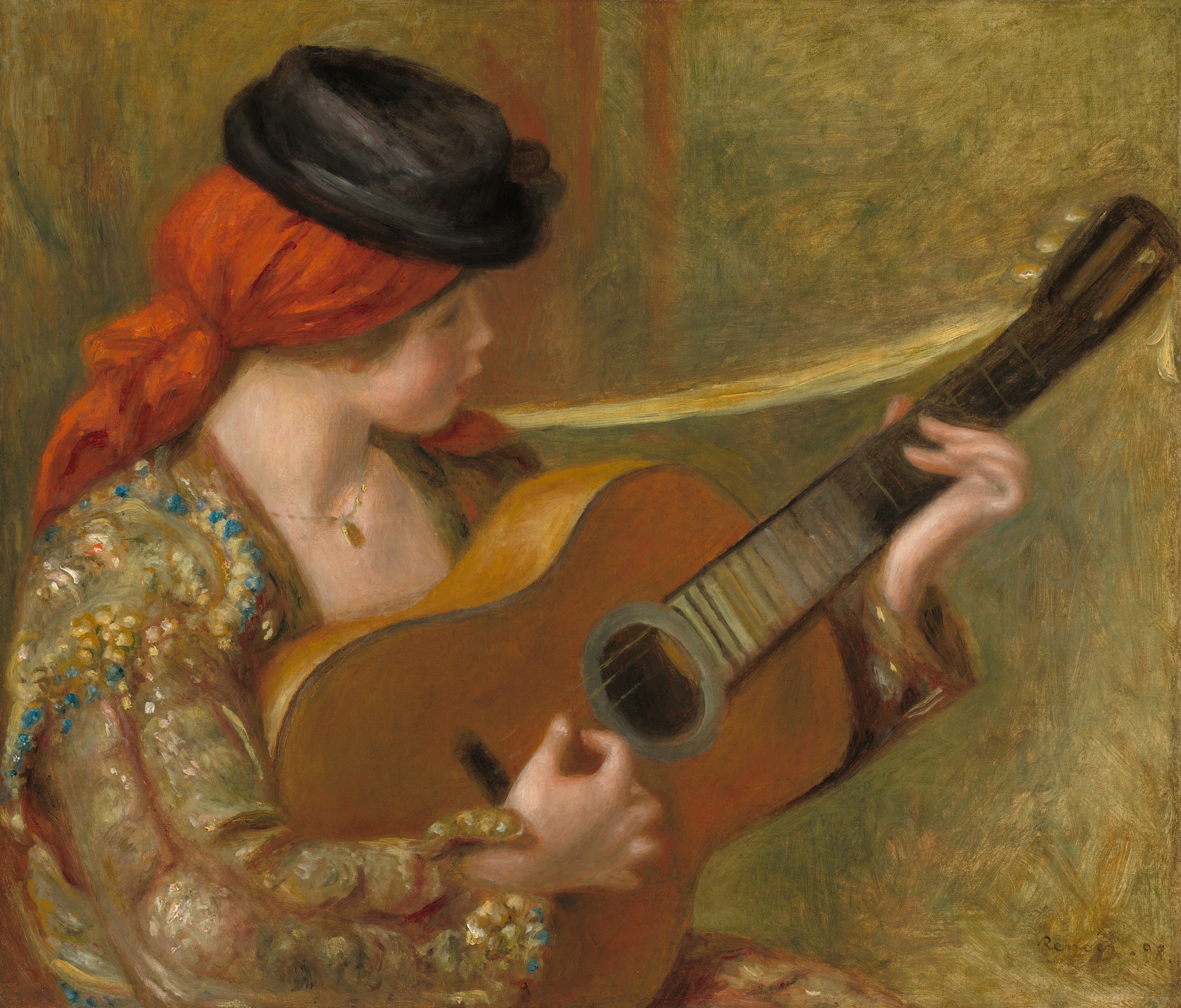 young_spanish_woman_with_a_guitar_Auguste Renoir