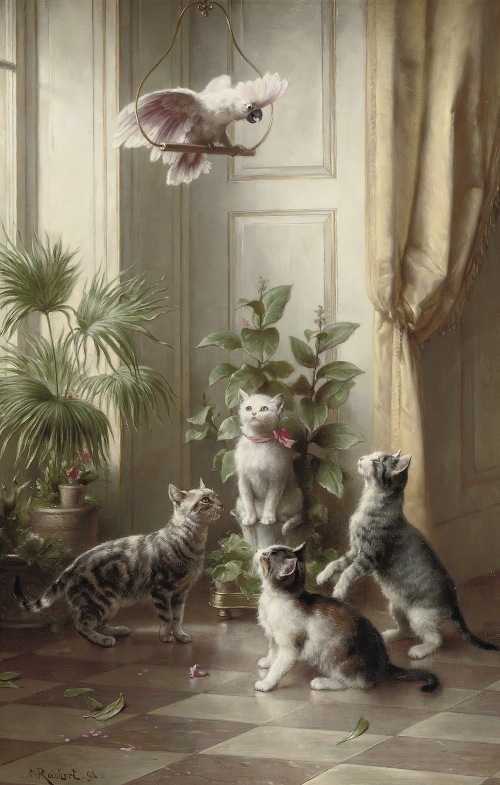 Carl Reichert, Cats and the Cockatoo, 1898