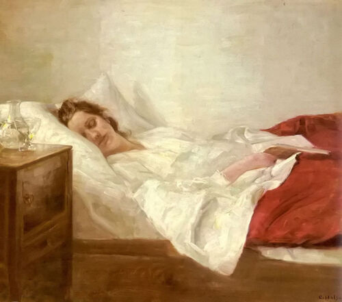 Carl Vilhelm Holsoe, Asleep young woman holding book
