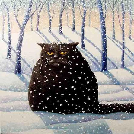 Cat in snow, by Vicki Mount