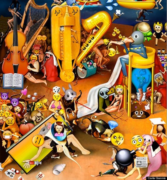 Detail from Garden of Emoji Delights, by Carla Gannis