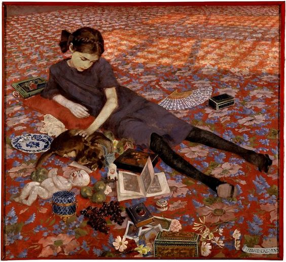 Girl on a Red Carpet, Felice Casorati, 1912