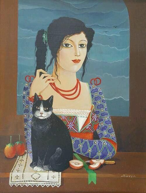 Mujer con gato - Sonya Grassman