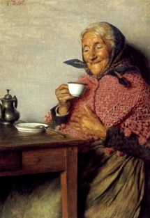 Old lady having a tea Gaitano Bellai