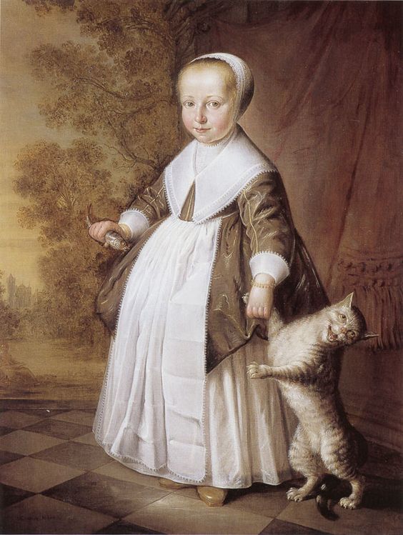 four-year-old girl with cat, by Jacob Gerritsz Cuyp, 1647