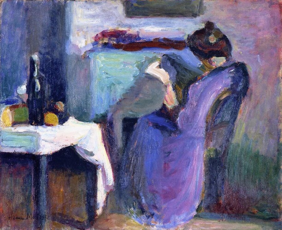 Henri Matisse - Femme lisant en Robe violette　1898
