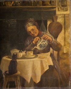 “Old Woman Pouring Tea” (Unknown artist, 19th century)