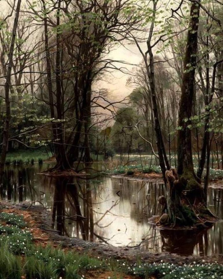 Spring Day in the forest with beeches and Anemones in bloom, 1903