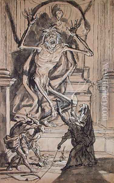 Four grave robbers awaken a ghost, by Joseph Werner