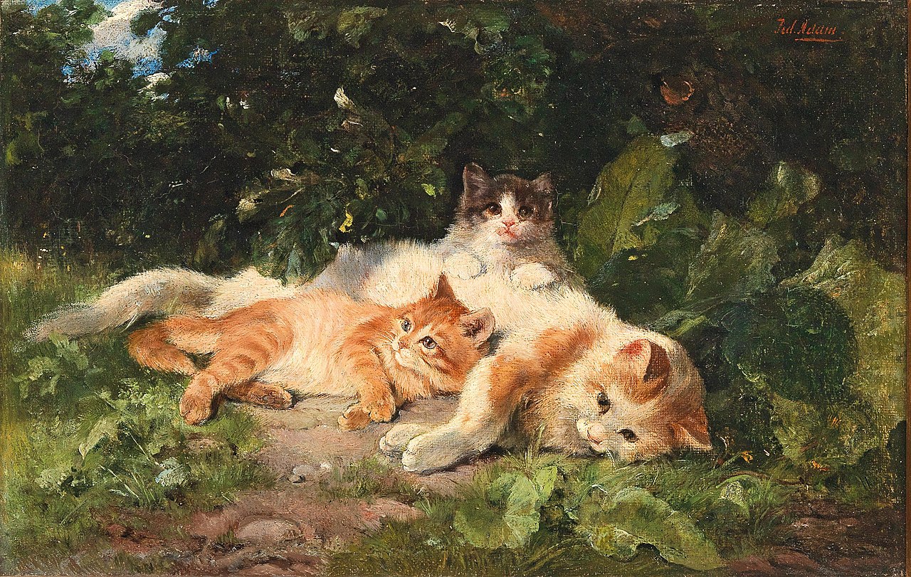 Cat with her Kittens (1913) by Julius Adam