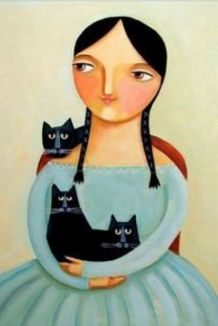 Three black cats, by Tacha, Toronto