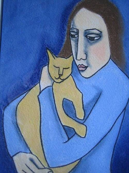 Christabel with cat by Camilla Dickerson