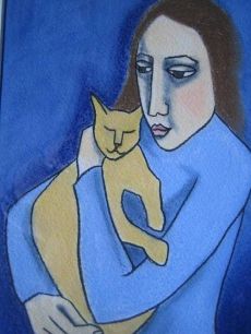 Christabel with cat by Camilla Dickerson