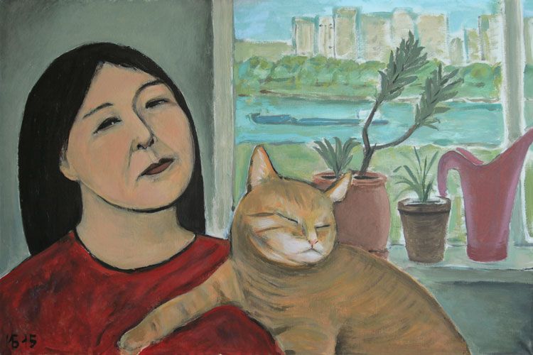 Self-Portrait with Cat, Indira Baldano