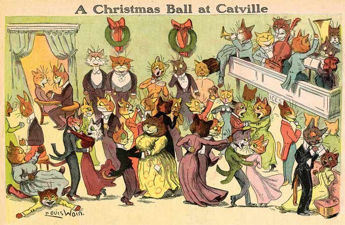 A Christmas Ball at Catville, by Louis Wain