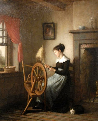 Platt Powell Ryder - American artist, 1821–1896 Woman at Spinning Wheel