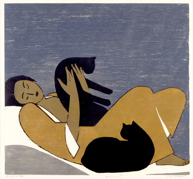 Woman and Cats, Will Barnet, born Beverly, MA 1911-died New York City 2012