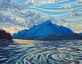 Sunset Lake Koocanusa, Patrick Markle, contemporary Canadian artist