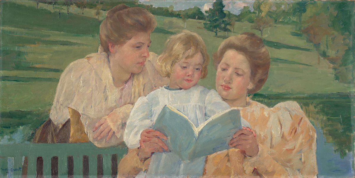 Family group reading, by Mary Cassatt