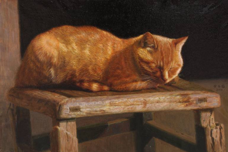 Sleeping cat, by Huang Yuzi