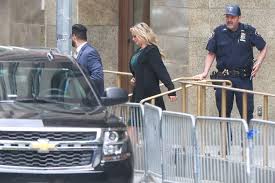 Stormy Daniels leaving the Trump trial wearing bulletproof vest