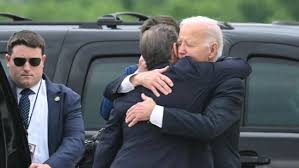 President Biden hugging his son Hunter after conviction